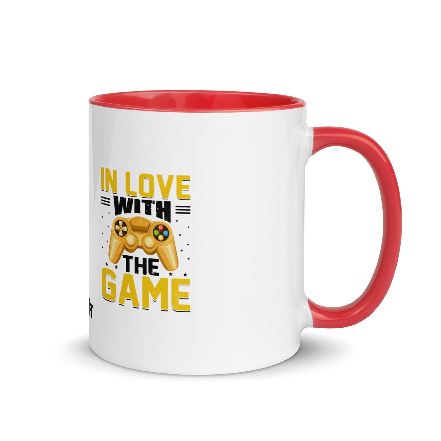 In Love With The Game in Dark Text - Mug with Color Inside by DarkByteGear