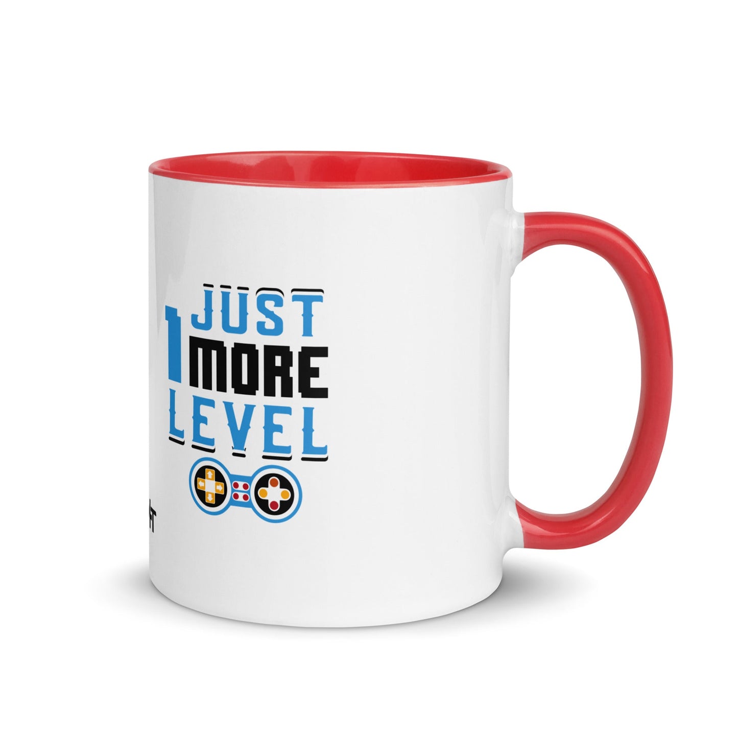 Just 1 More Level in Dark Text - Mug with Color Inside by DarkByteGear