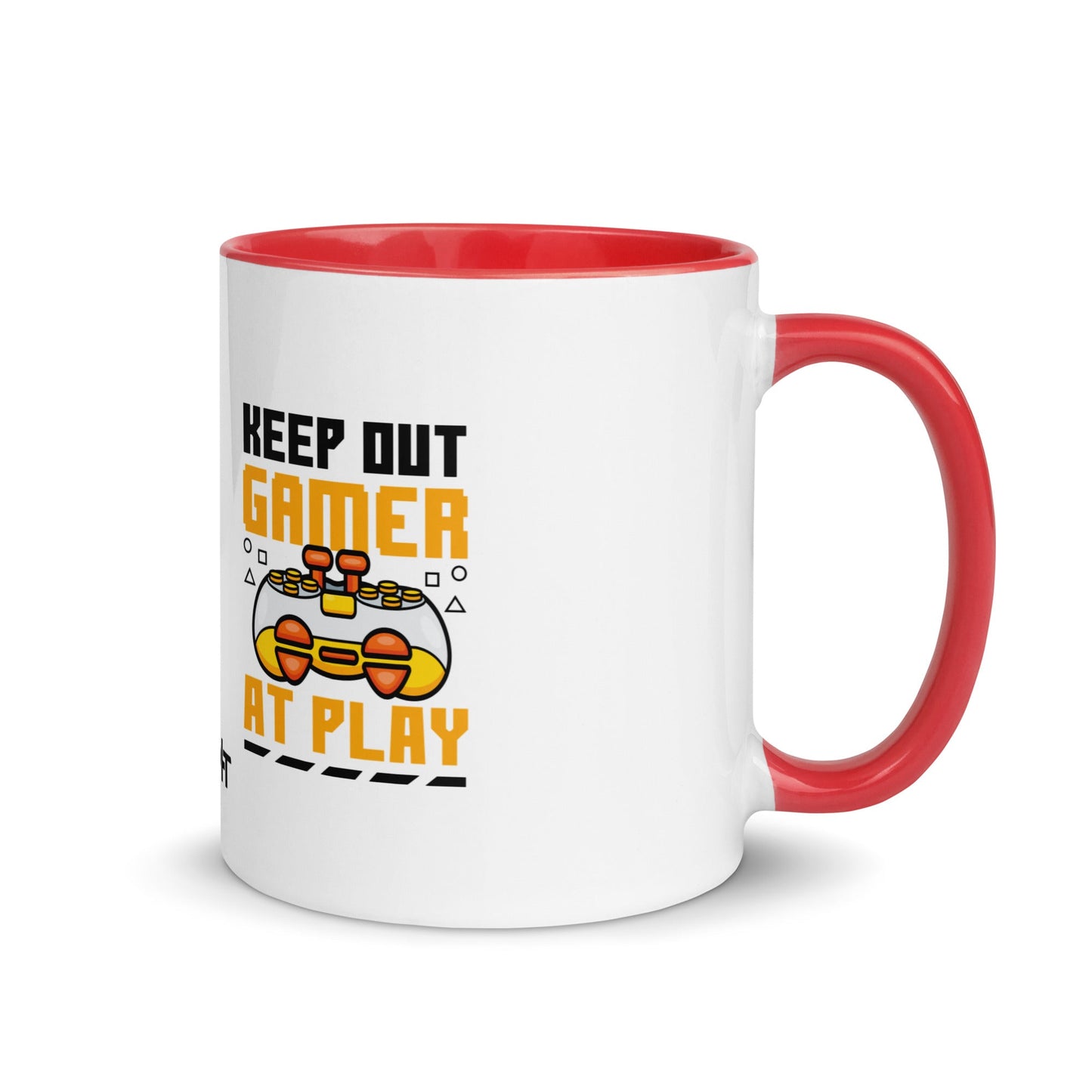 Keep Out Gamer At Play Rima 7 in Dark Text - Mug with Color Inside by DarkByteGear