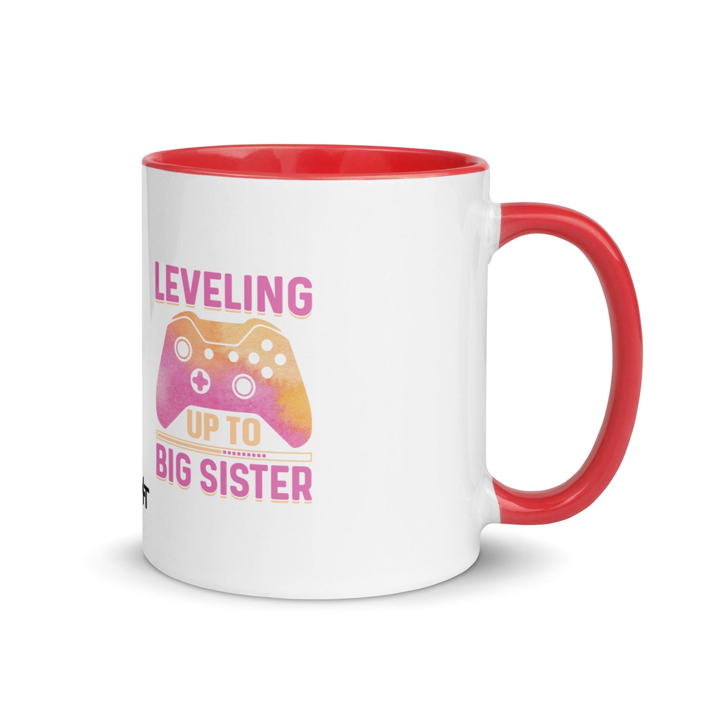 Levelling up to Big Sister for light color - Mug with Color Inside by DarkByteGear