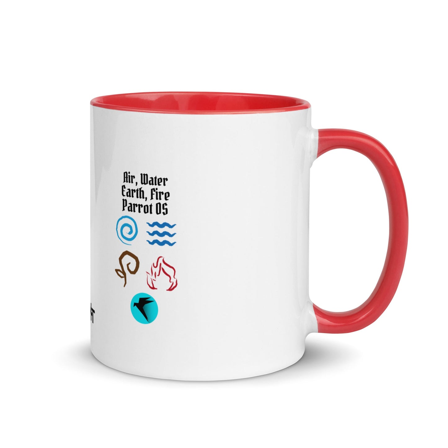 Air, Water, Earth, Fire, Parrot OS - Mug with Color Inside by DarkByteGear