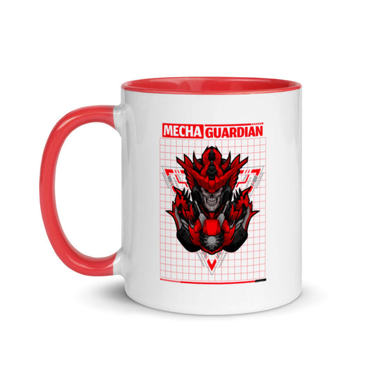Red Mecha Guardian - Mug with Color Inside by DarkByteGear