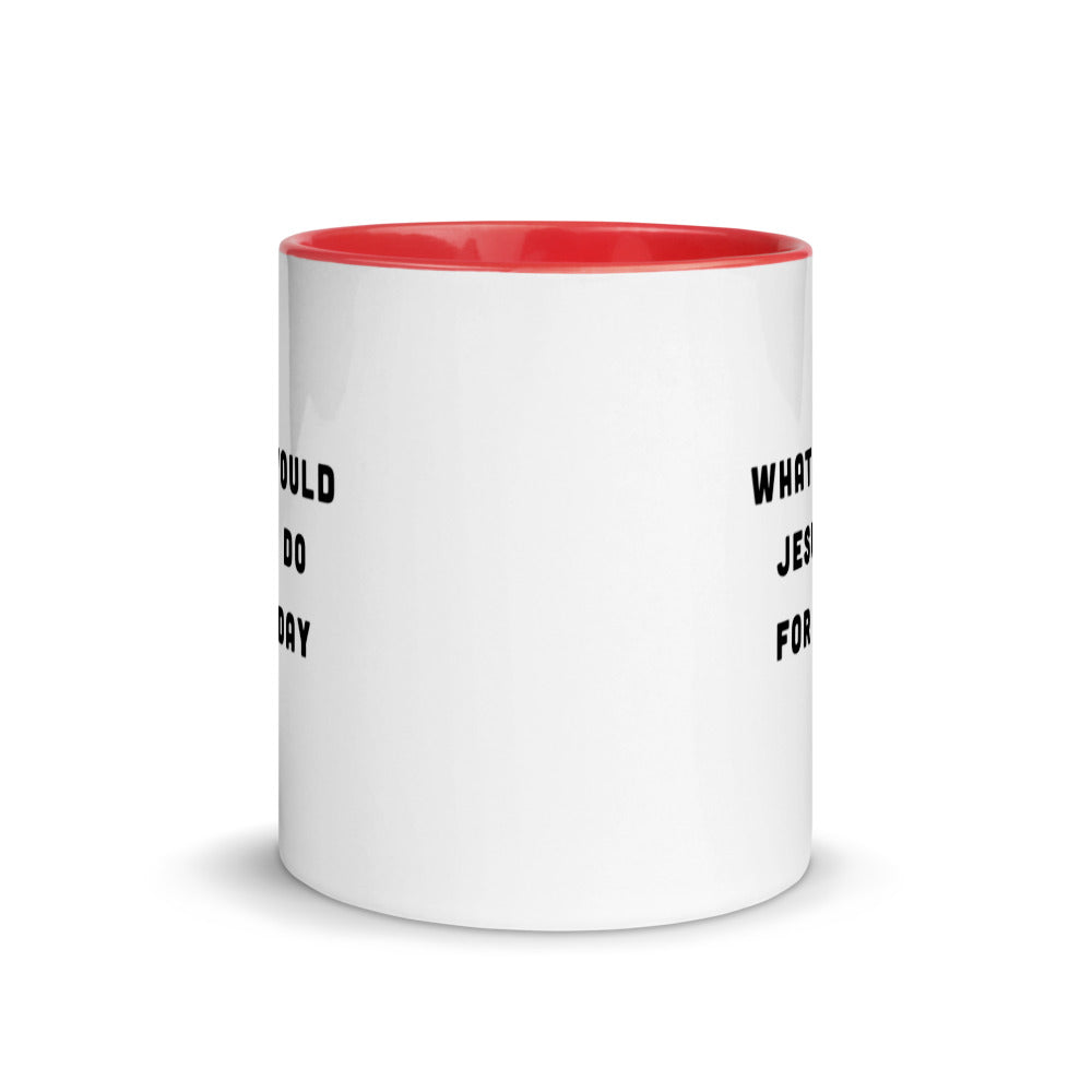 What would Jesus do for 0day - Mug with Color Inside by DarkByteGear