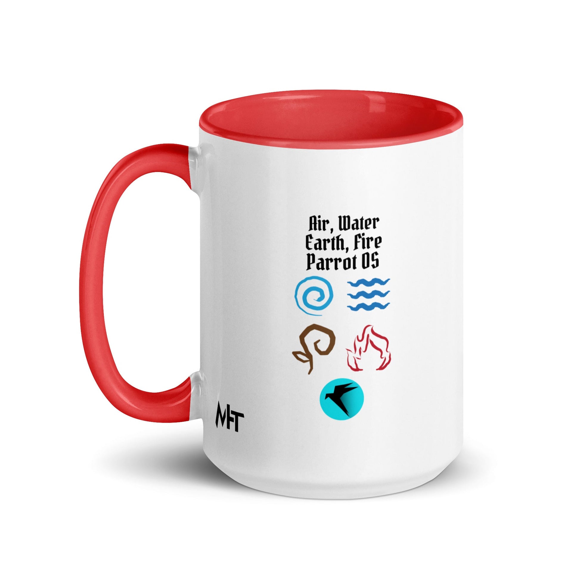 Air, Water, Earth, Fire, Parrot OS - Mug with Color Inside by DarkByteGear