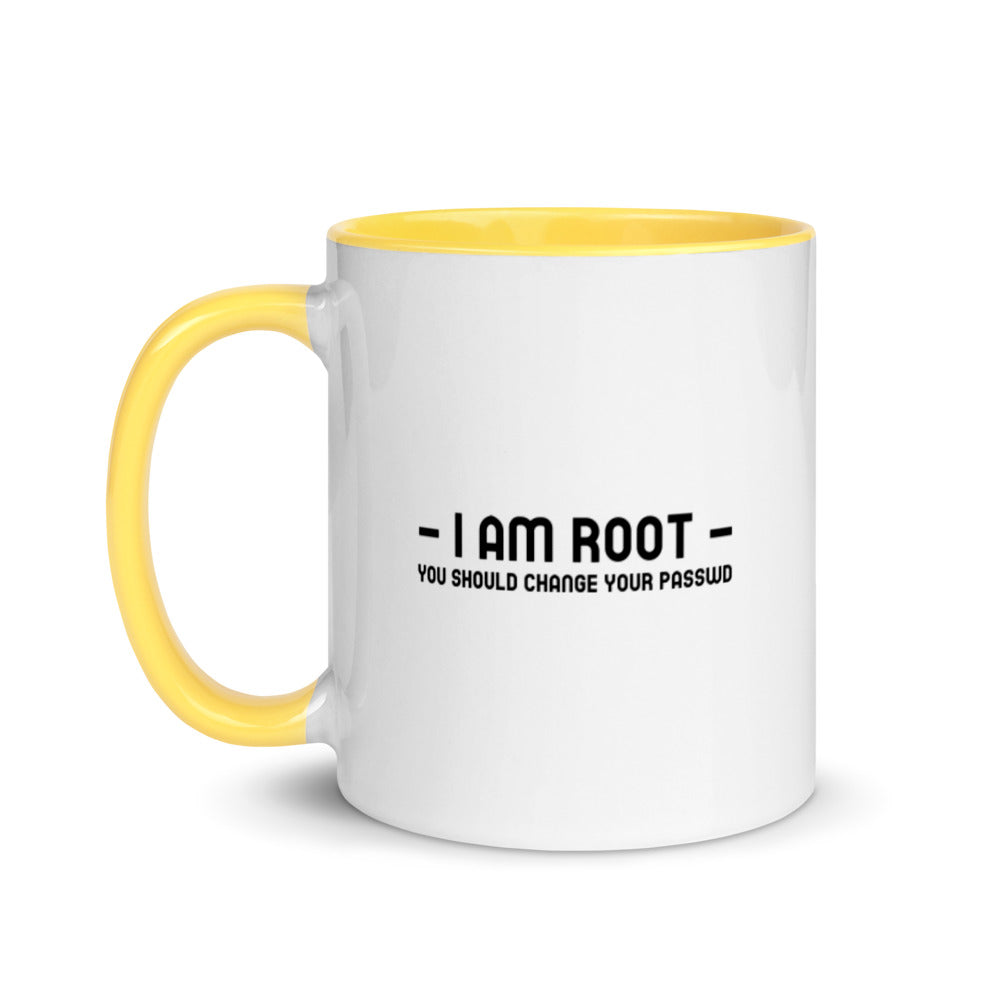 i am root - Mug with Color Inside by DarkByteGear