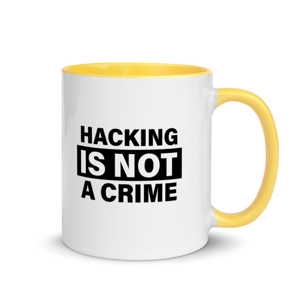 Hacking is not a crime - Mug with Color Inside by DarkByteGear