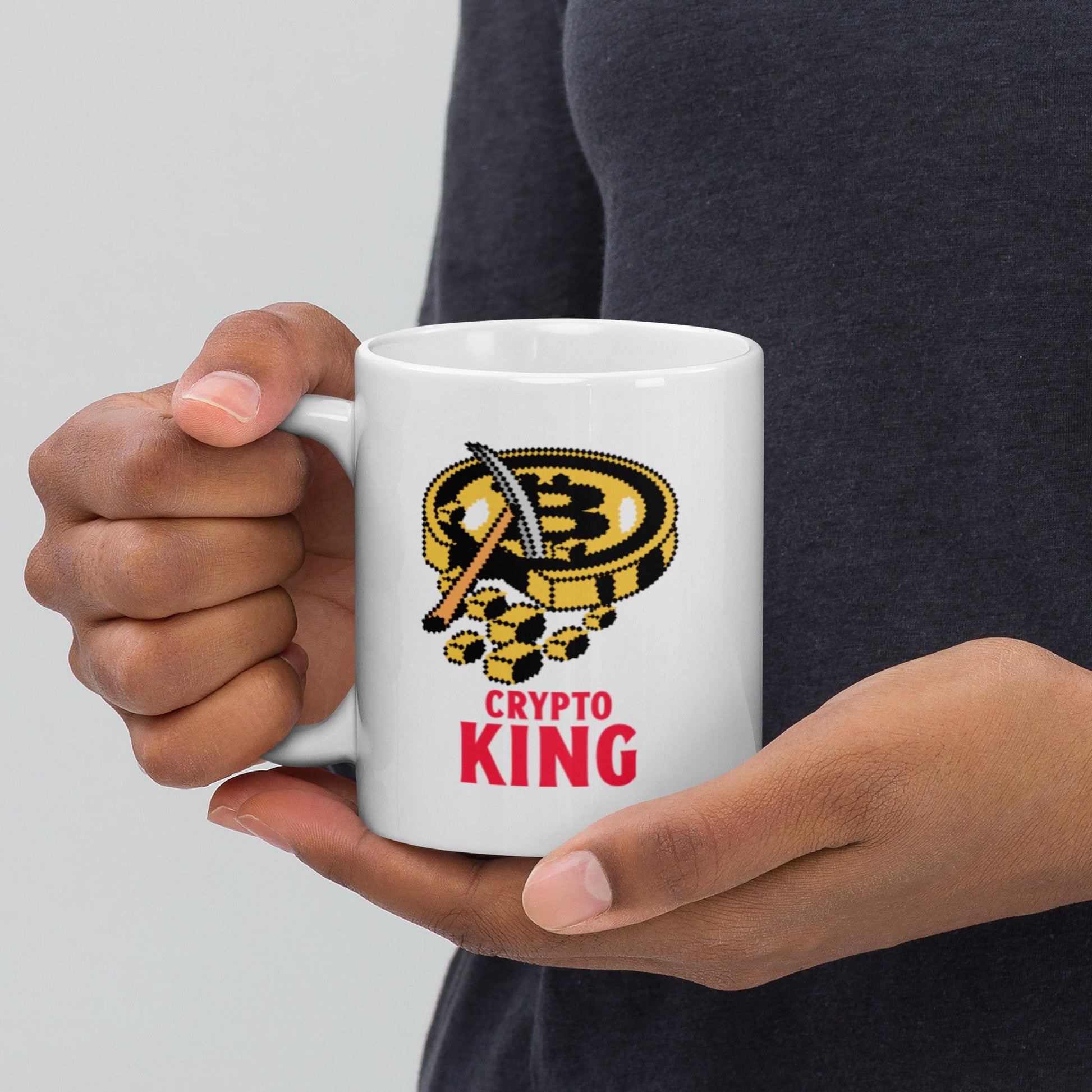 Crypto King - White glossy mug by DarkByteGear