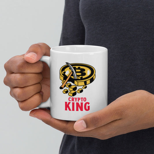 Crypto King - White glossy mug by DarkByteGear