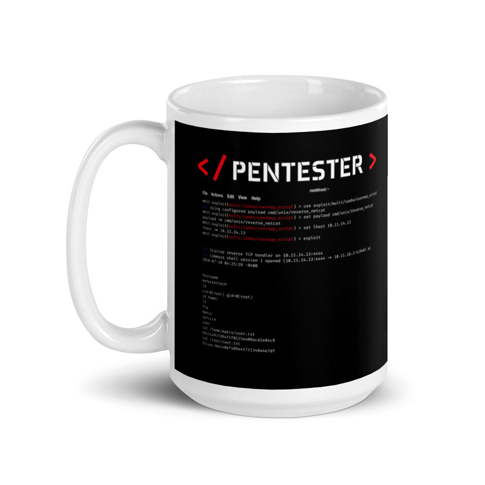 Pentester v1 - White glossy mug by DarkByteGear