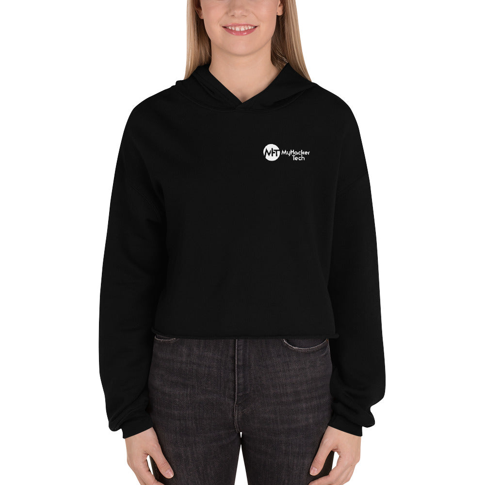 Black Hat Hacker V2 - Crop Hoodie (back print) by DarkByteGear