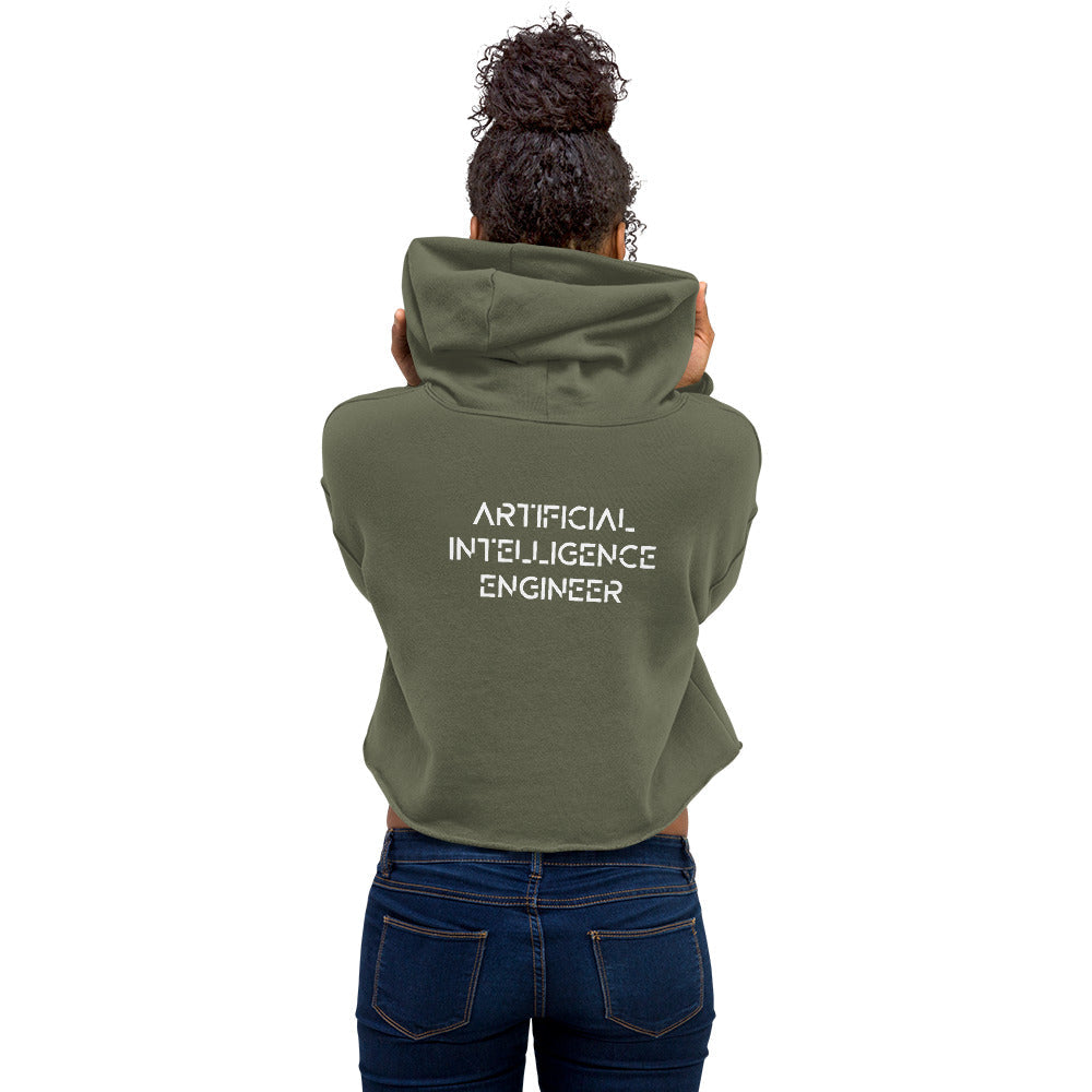 Artificial intelligence engineer - Crop Hoodie (back print) by DarkByteGear