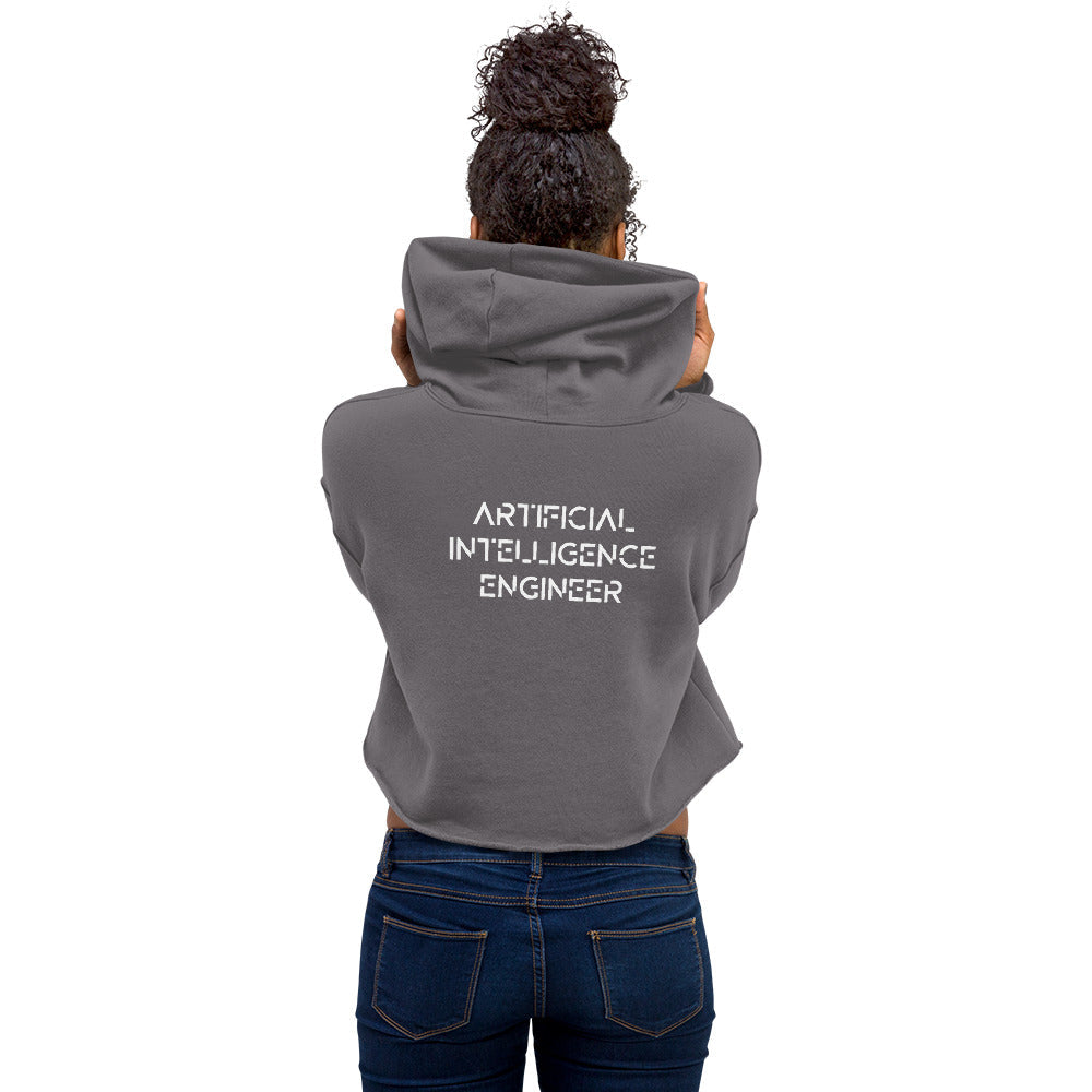 Artificial intelligence engineer - Crop Hoodie (back print) by DarkByteGear