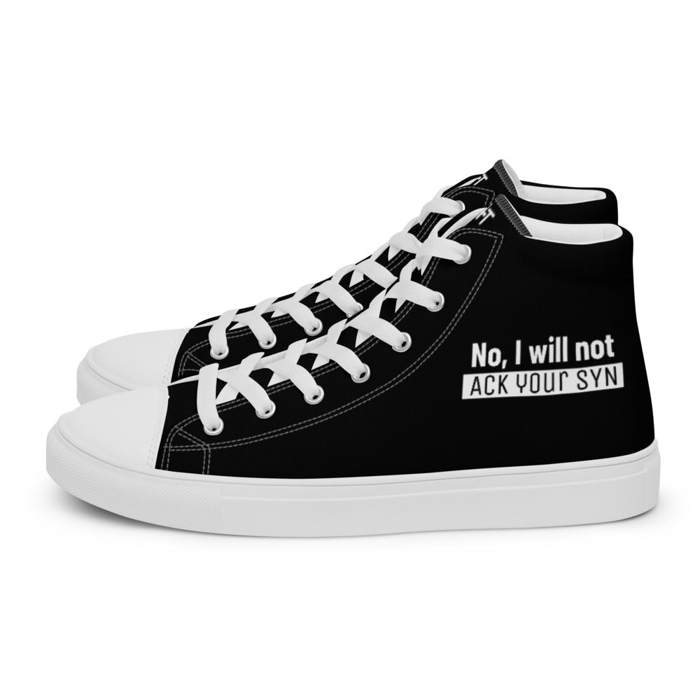 No I will not ack your syn - Women’s high top canvas shoes by DarkByteGear