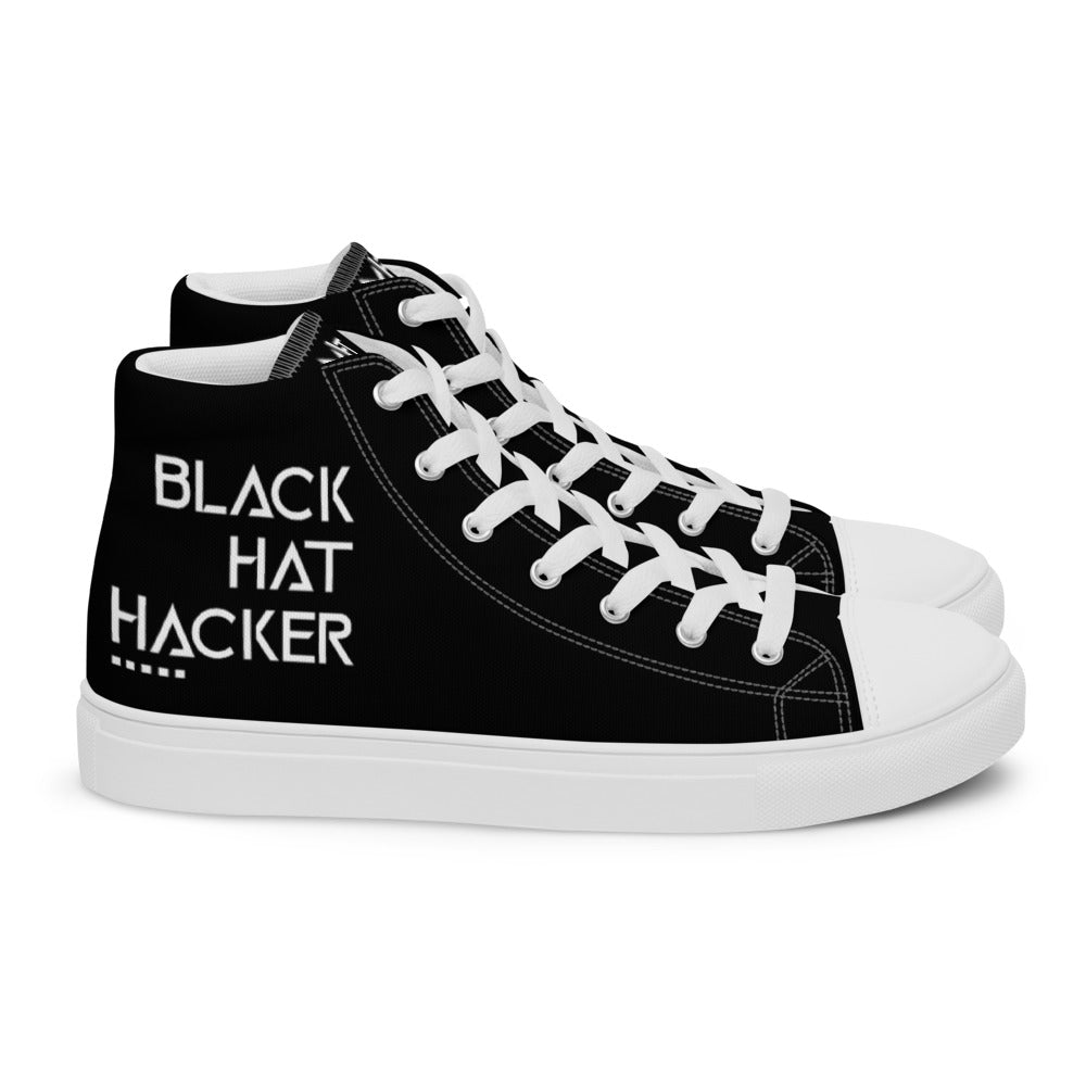 Black Hat Hacker v1 - Women’s high top canvas shoes by DarkByteGear